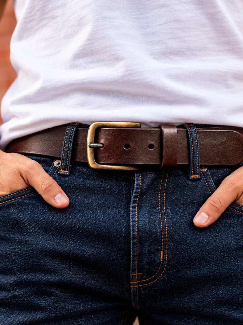 Thursday Boot Co Men's Heritage Leather Belt Brown Brass Buckle Size 30 NWT